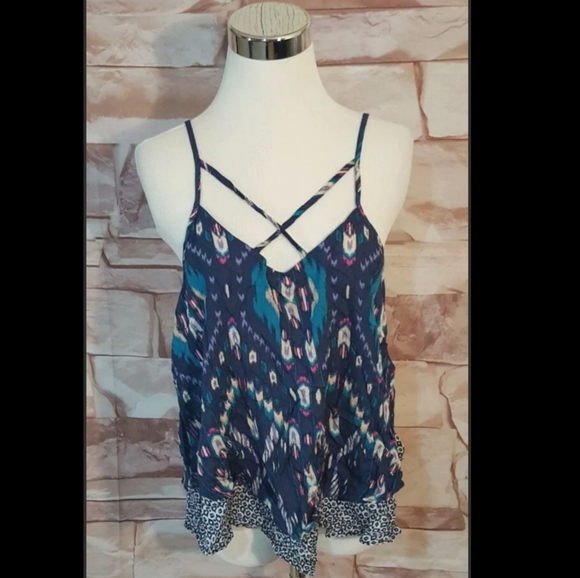 Xhilaration Tops - Xhilaration Blue Tribal Aztec Strappy Top